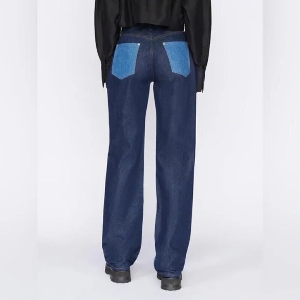 New FRAME Denim Le Contrast Jane High Rise Contrast Patchwork Jeans- Size 25 - Picture 3 of 9